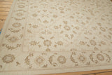 Indian Soumac carpet border with Rococo floral arabesques and scrolling tendrils, ivory and beige tones.