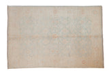 Peshawar rug, allover floral pattern in pale blue, ivory, terra cotta, 3'11