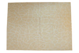 Abstract contemporary Indian Soumac carpet with fluid pale saffron yellow and ivory outlines, 9x12 feet.