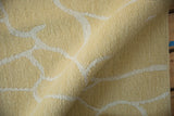 Contemporary hand woven Soumac carpet with fluid ivory lines on saffron yellow.