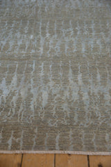 Abrashed oxidized silver and powder slate blue contemporary rug pile with fringe.