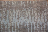 Contemporary Pakistani carpet pile with lustrous abstract powder blue design on oxidized silver.