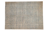 Hand knotted Pakistani Contemporary carpet with ivory and blue-grey striated design, 8'9