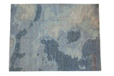 Hand-knotted Pakistani Contemporary rug, cloud-like pattern in silver, blue, ivory, 7'8