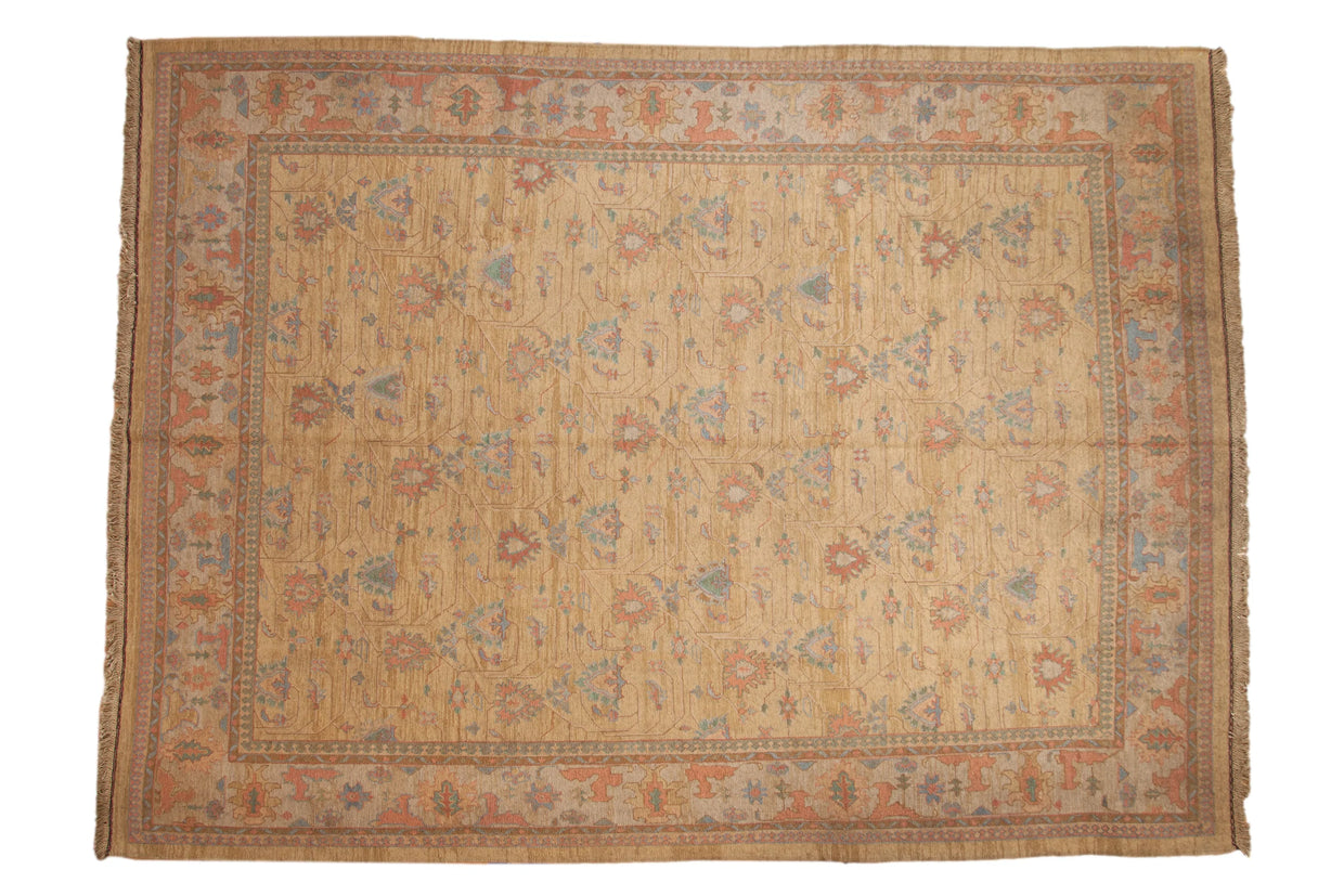 10x13.5 Vintage Tea Washed Indian Soumac Design Carpet // ONH Item mc002135