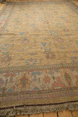 Vintage Indian Soumac carpet end with original fringe and reciprocating pawn border detail.