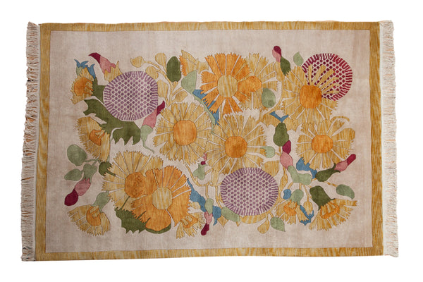 6x9 Vintage Indian Art Deco Design Carpet // ONH Item mc002137