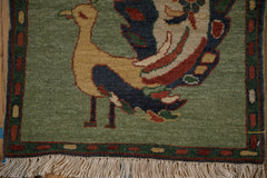 2x2.5 Vintage Pictorial Armenian Peacock Design Square Rug Mat // ONH Item mc002139 Image 3