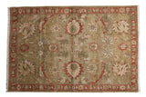Vintage Armenian Sultanabad design rug, sage green field, copper palmettes and scrolling vines, 6'1