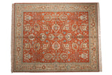 Hand knotted vintage Armenian Sultanabad rug with terracotta allover floral and palmette design.