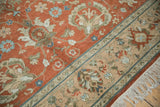Armenian Sultanabad carpet's terra cotta field, beige border, palmette design, and clean fringe.
