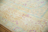 Distressed low pile showing the blossom border and floral sprays in cream, powder blue, and magenta.