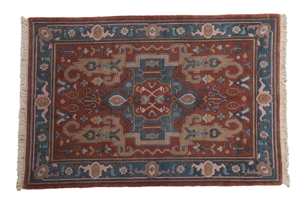 4x6 Vintage Contemporary Indian Serapi Design Rug // ONH Item mc002166