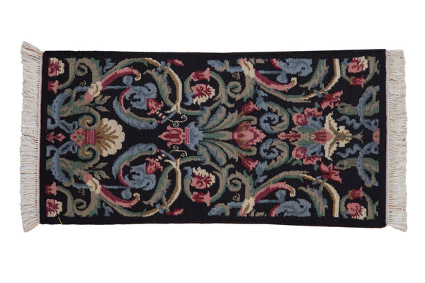 2x4 Vintage Contemporary Indian Savonnerie Design Rug Runner // ONH Item mc002170