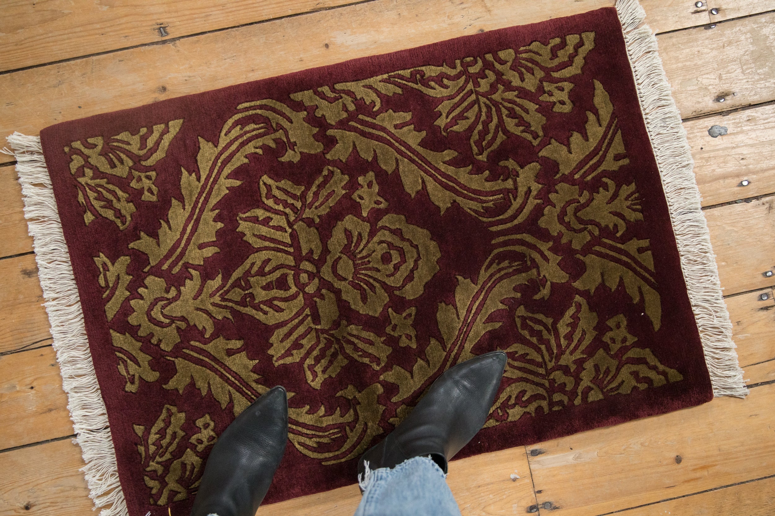 2x3 Vintage Indian Damask Design Rug Mat // ONH Item mc002171 Image 1