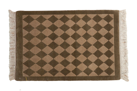 2x3 Vintage Contemporary Indian Checkered Design Rug Mat // ONH Item mc002175