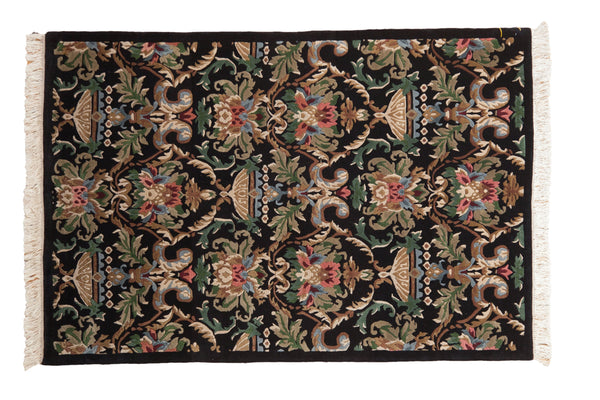 4x6 Vintage Indian Savonnerie Design Rug // ONH Item mc002177