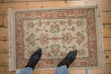 Hand knotted Indian Mahal rug corner, featuring fringe, terracotta border, and ivory floral palmettes.
