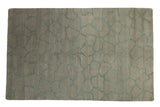 Hand-knotted Indian Abstract carpet with muted taupe abrashed ground and dusty celadon interconnected vines, 5x8.
