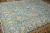 Pakistani Ersari rug with unusual blue, yellow, ivory gul patterns and geometric border.