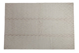 Contemporary Indian carpet with raised ivory, beige, platinum serpent design, high luster, 6x9.