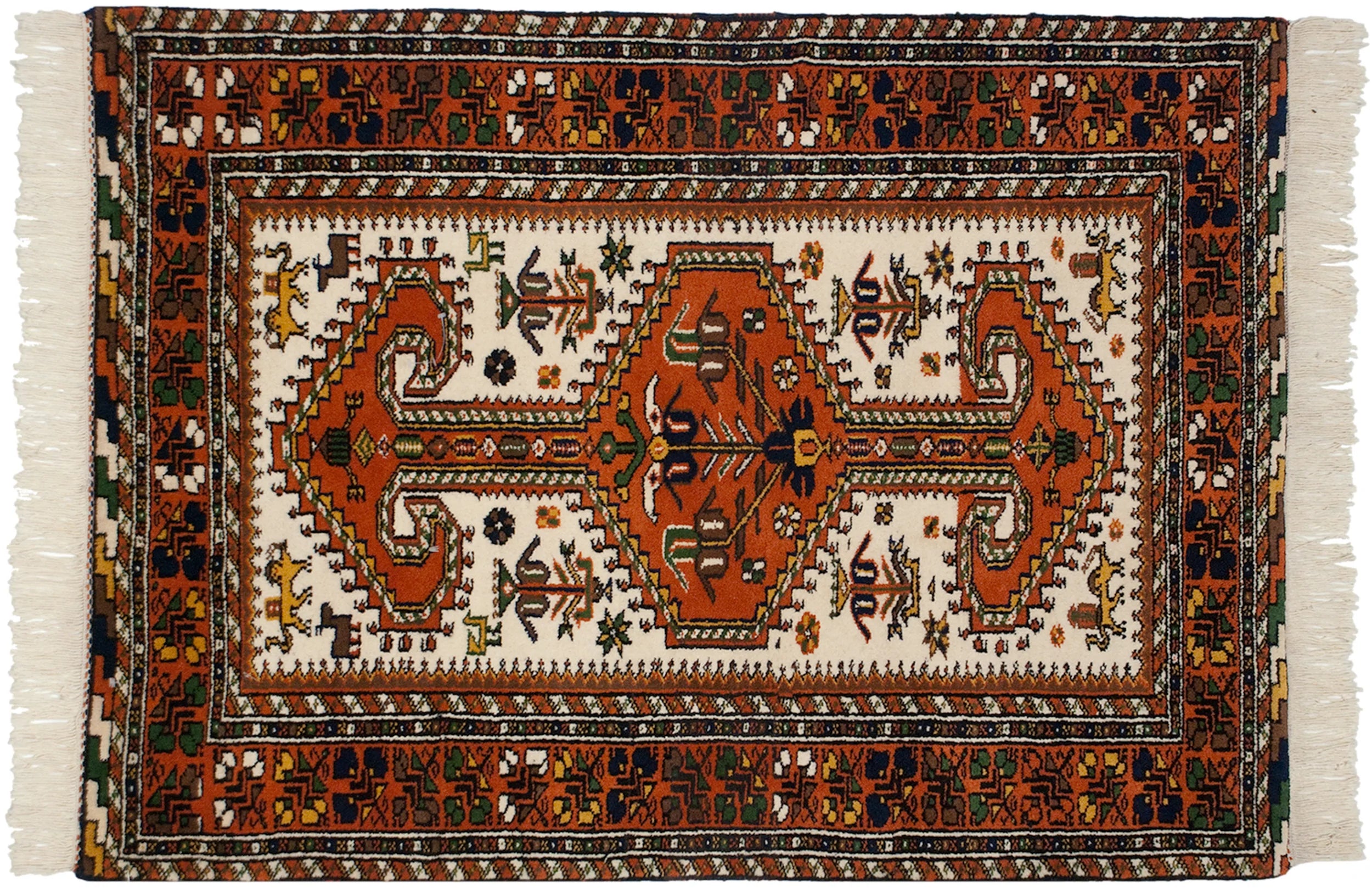 3.5x4.5 Vintage Indian Northwest Persian Design Square Rug // ONH Item mc002211 Image 1