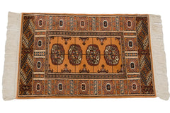 2x3 Vintage Indian Bokhara Design Rug Mat // ONH Item mc002213 Image 1