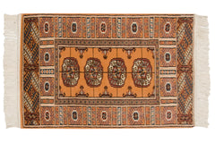 2x3 Vintage Indian Bokhara Design Rug Mat // ONH Item mc002213
