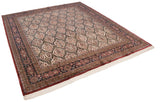Vintage Indian Meshed carpet, Rococo vinery, tree of life motifs, ivory, brick red, navy blue, 8'3