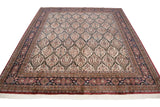 Indian Meshed design rug with ivory lattice panels, Rococo vinery, and tree of life motifs.