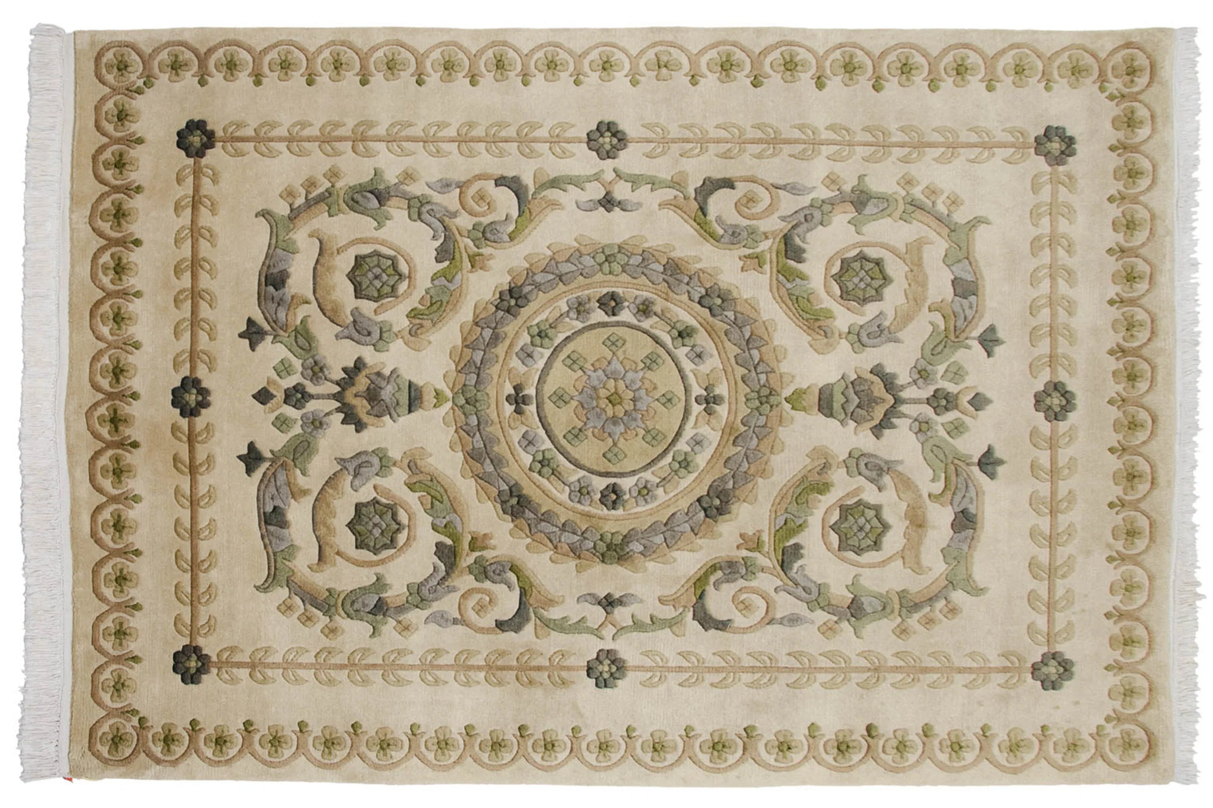 4x6 Vintage Indian Savonnerie Design Rug // ONH Item mc002224 Image 1