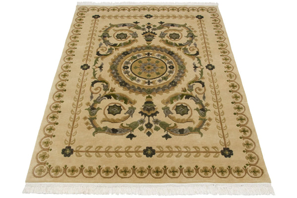 4x6 Vintage Indian Savonnerie Design Rug // ONH Item mc002224 Image 3