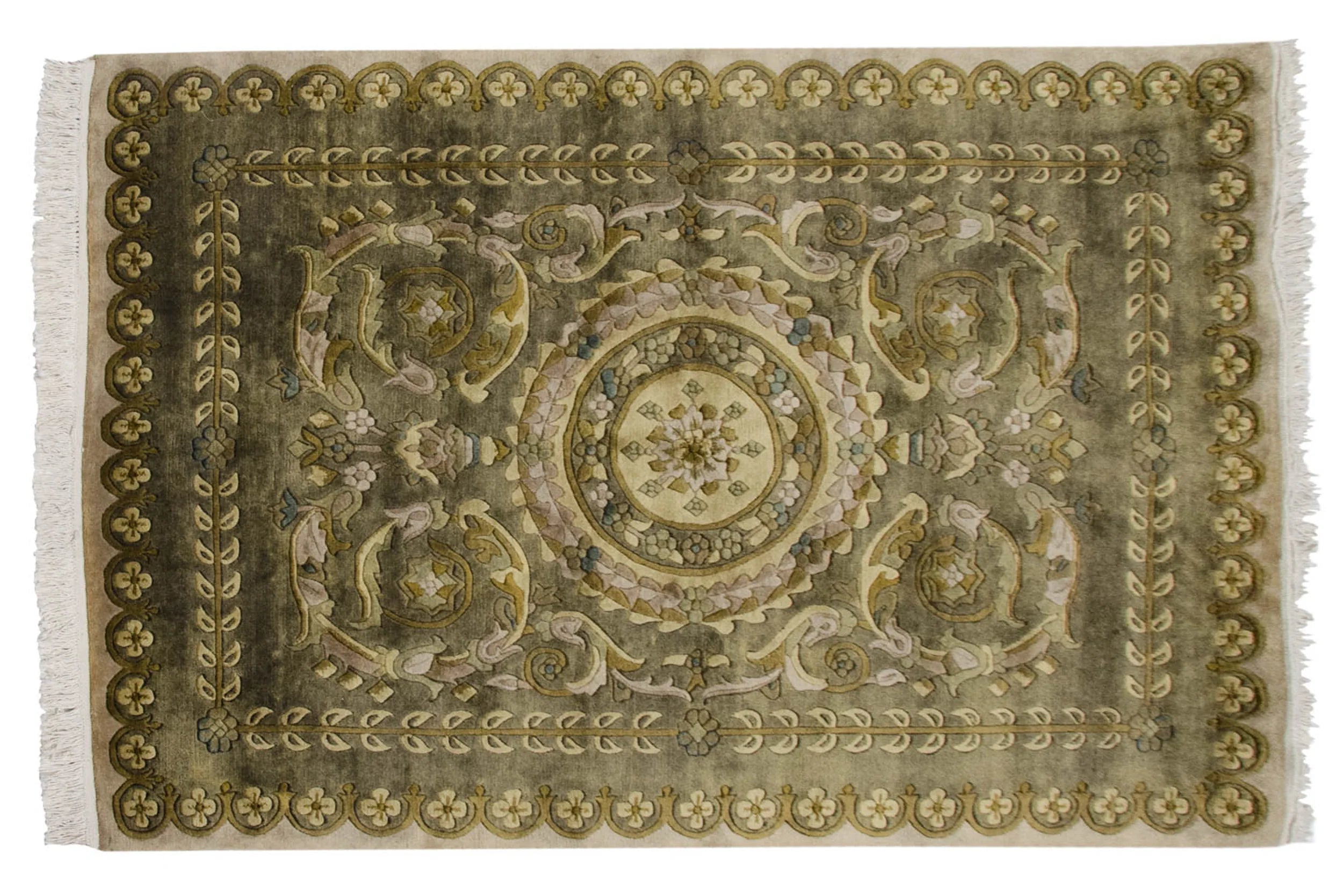 4x6 Vintage Indian Savonnerie Design Rug // ONH Item mc002225 Image 1