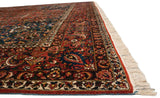 Side view of a vintage Bakhtiari carpet's intricate border and original side cord selvage.