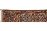 Intact original selvage and Rococo-style border on a vintage hand-knotted Kerman rug.