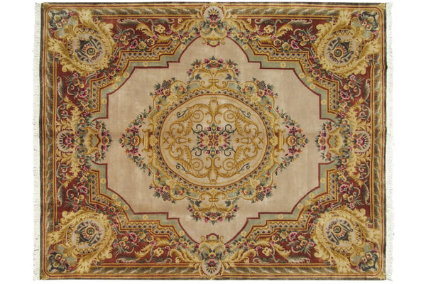 8x10 Vintage Indian Aubusson Design Carpet // ONH Item mc002240