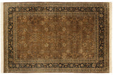 Vintage Indian Tabriz design carpet with an allover floral pattern in dusty copper brown, ivory, and dark navy blue.