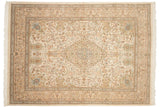 Vintage Tabriz carpet with a pictorial forest scene of animals and birds around a central medallion.