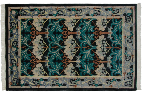 6x9 Vintage Indian William Morris Design Carpet // ONH Item mc002281 Image 1