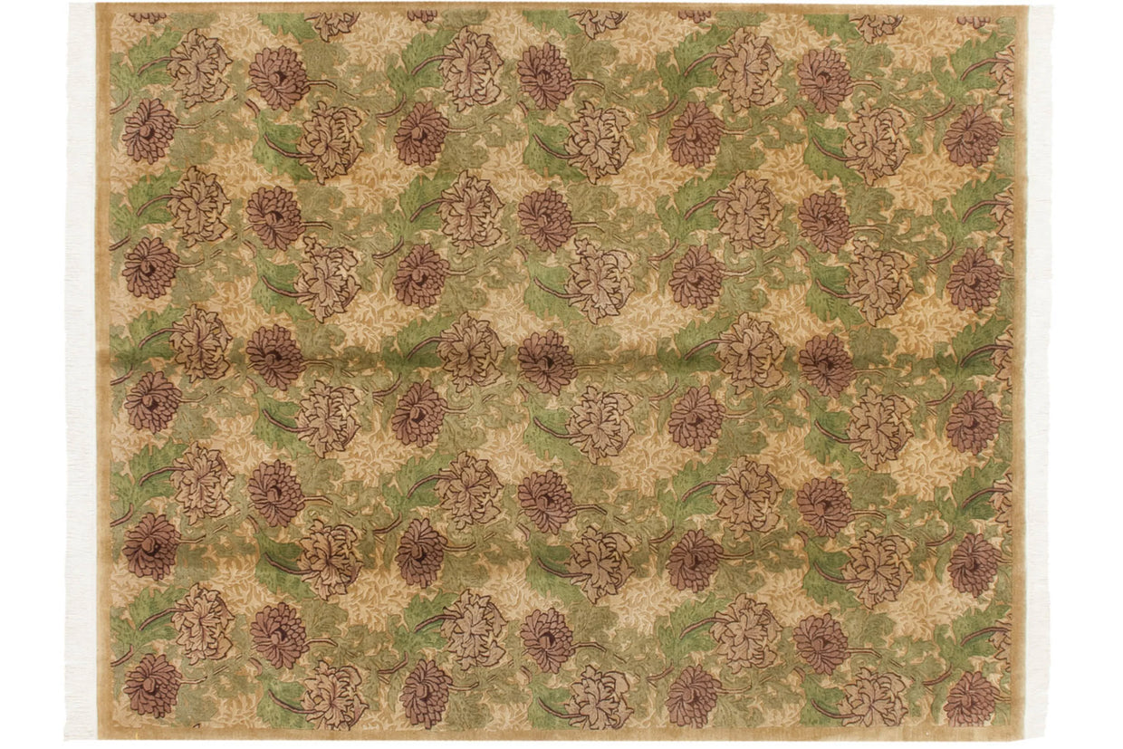8x10.5 Vintage Contemporary Indian William Morris Design Carpet // ONH Item mc002285