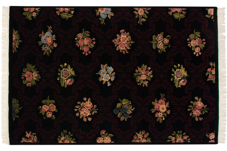 6x9 Vintage Contemporary Indian Aubusson Design Carpet // ONH Item mc002286