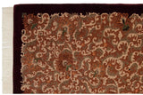 Shallow carved Rococo vinery in terracotta and ivory with burgundy border and white fringe.