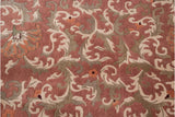 Shallow carved Rococo vinery and floral texture in terracotta, ivory, and sage green.