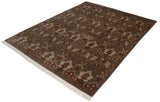 Indian Damask carpet pattern with scrolled leaves and blossoms in moss green, ivory, and terracotta.