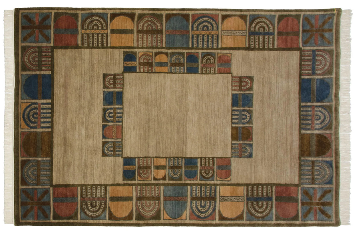 6x9 Indian Abstract Design Carpet // ONH Item mc002292