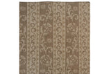 Contemporary Indian Soumac Design Carpet: alternating ivory and beige stripes with Rococo leaves and triangles.