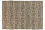 Ivory and beige Soumac pattern with alternating Rococo stylized leaves and reciprocating triangles.
