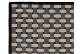 Modern Indian Soumac flatweave carpet corner with ivory, charcoal, black basketweave.
