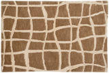 Hand-knotted Indian Contemporary design rug with ivory web-like striations on a camel pile, 2x3.
