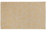 Contemporary Indian Soumac rug, abstract ivory vinery on dusty sunflower yellow, 3x5.